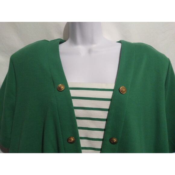 More Jazz Size 22W Short Sleeved Emerald Green Maritime Style Tunic Top - Picture 1 of 9